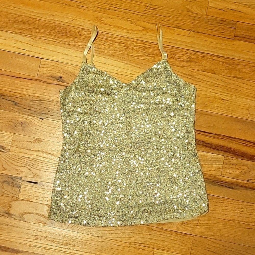 Gold Sequin Tank Top Sz M (The Limited)
